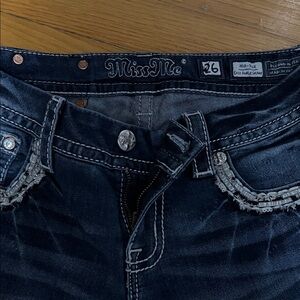 Miss Me Dark Blue Jeans with Silver Accents
